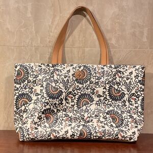 Tory Burch Black and White Floral Tote